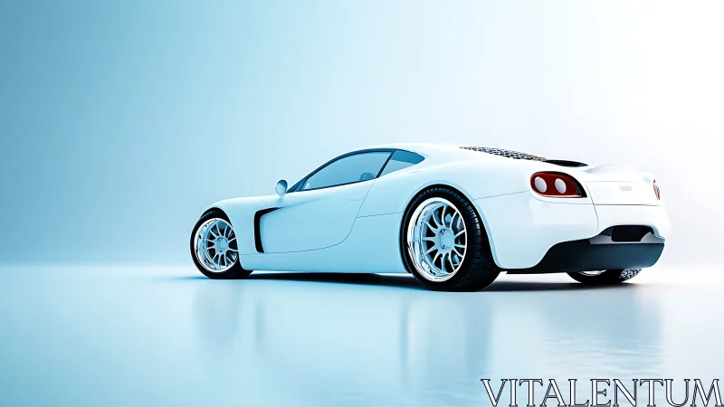 Sleek white sports coupe rendered in cool studio light.