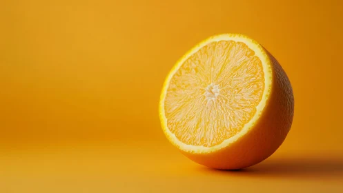 Half orange on monochrome yellow studio background.
