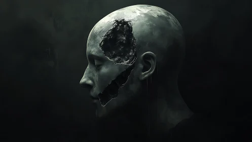 Silent fractures in a darkly poetic digital portrait.