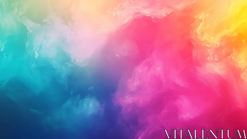 Soft rainbow cloudburst drifting through a dreamy sky.