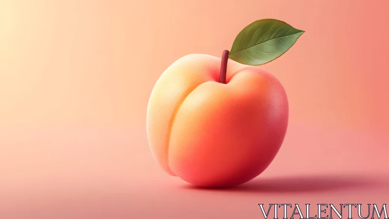 Realistic Peach Illustration on Pastel Gradient Background.