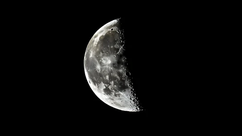 Half-lit lunar portrait carved from midnight velvet sky.
