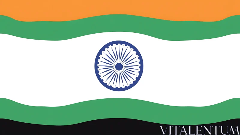 Indian tricolour flag design with stylized wavy horizontal bands