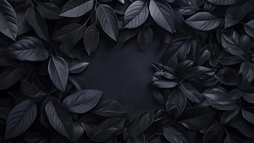 Midnight botanical leaves frame deep negative space
