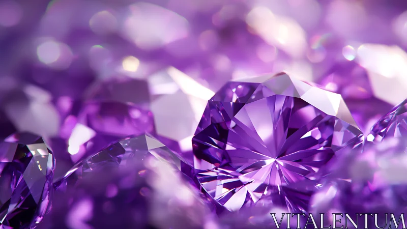 Close-up view of faceted purple gemstones in soft focus.