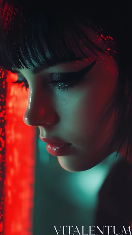 Neon-lit reverie of a quiet cyber dreamer at dusk.