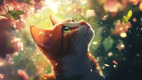 Luminous Gaze: Where Feline Dreams Meet Golden Enchantment