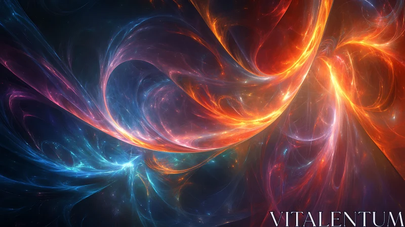 Cosmic ribbons of fire and ice swirling in quiet harmony.