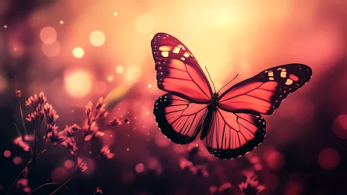 Velvet dusk butterfly drifting through ember-kissed dreams.