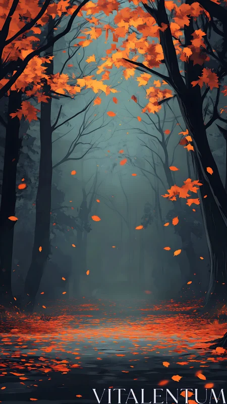 Luminescent Autumn Forest: Digital Landscape with Glowing Foliage.