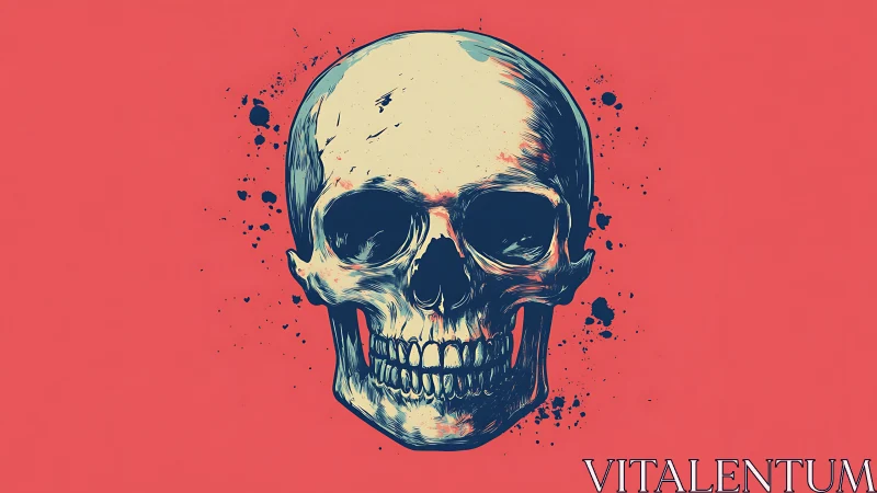 Cranial anatomy vector study on saturated coral ground.