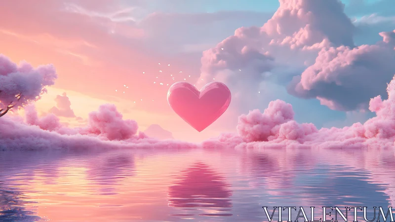 Pink Heart's Gentle Embrace in Cloud Heaven.