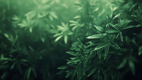 Dense green foliage with soft-focus background depth field.