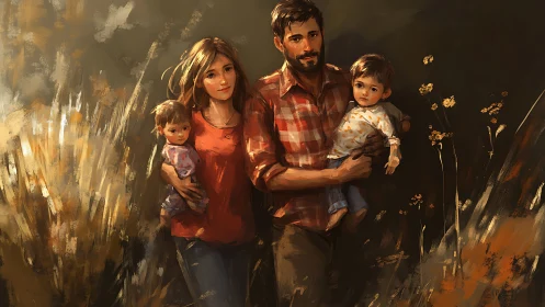 Family's Golden Moment Together.