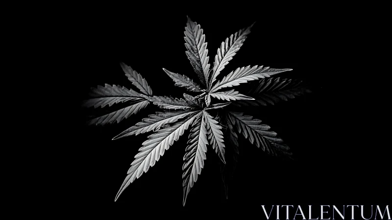 Monochrome leaf star quietly unfolding in the dark.