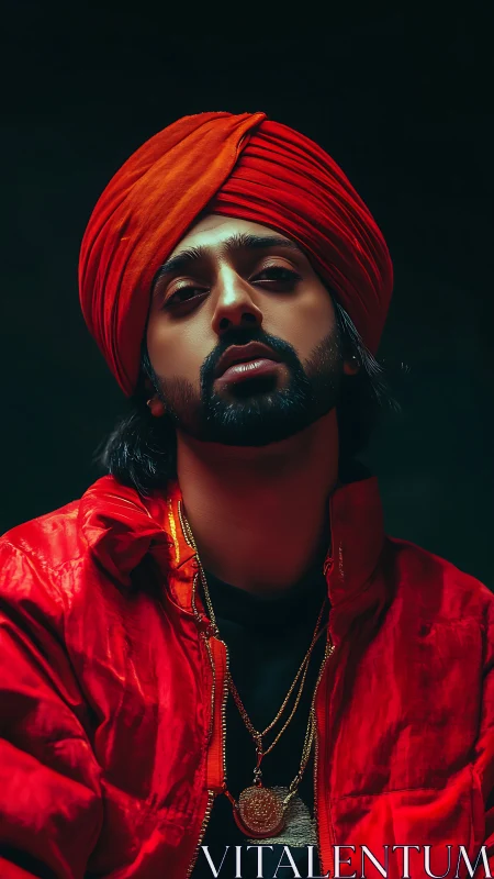 Radiant portrait celebrates bold style in rich red layers