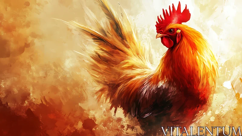 Vibrant Spirit: A Rooster's Warm Artistic Portrait.