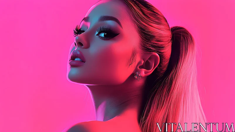 Neon-lit portrait of a confident woman in bold pink glow.