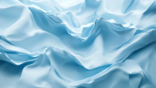 Light Blue Silk Fabric with Soft Folds in Minimalist Style.