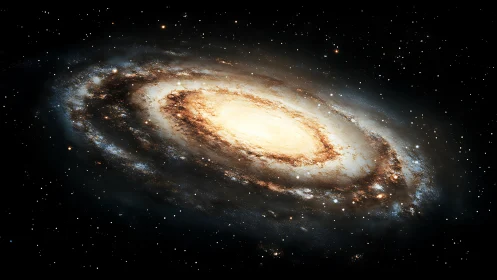 Spiral galaxy swirls in starlit void like a cosmic storm.