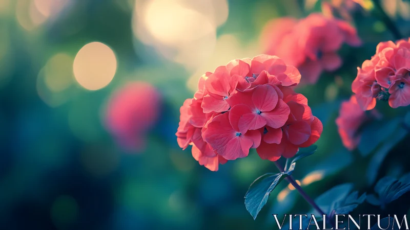 Red Clustered Flowers with Blurred Background