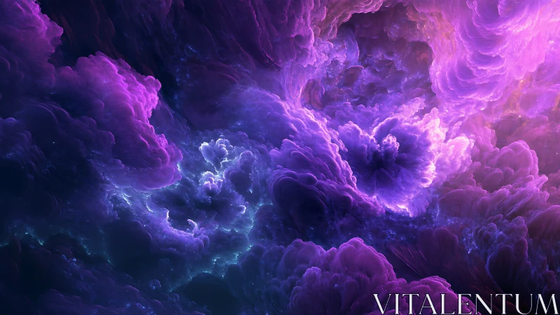 Fractal nebula clouds in purple and blue digital artwork.