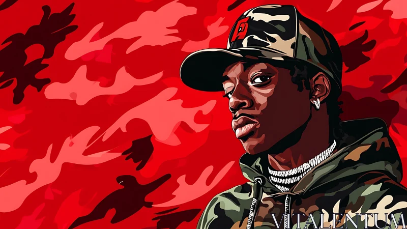 Camo-clad rhythm carves swagger into a molten red storm