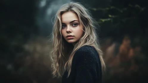 Soft-lit forest portrait isolates subject with cinematic depth