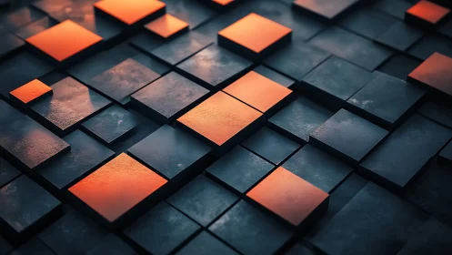 Soft glow on geometric tiles in a calm digital dusk.