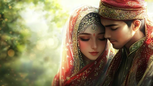 South Asian Bride Groom Garden Romance Golden Hour.