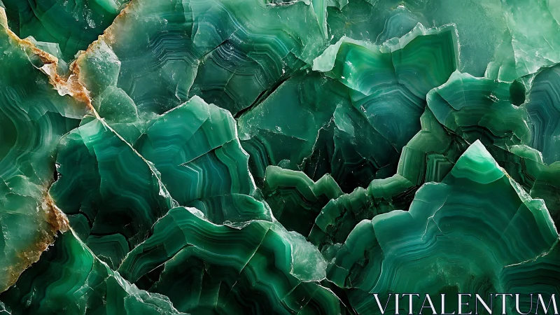Emerald green agate crystal macro with fractured striations.
