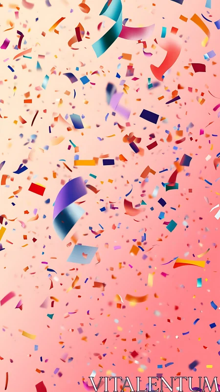 Colorful Confetti Explosion on Pink Gradient Background.