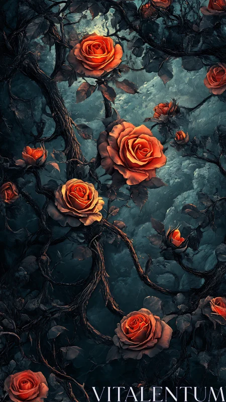 Burnt Roses Bloom in Velvet Dusk.