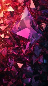 Prismatic ruby crystal field in faceted 3D abstraction.