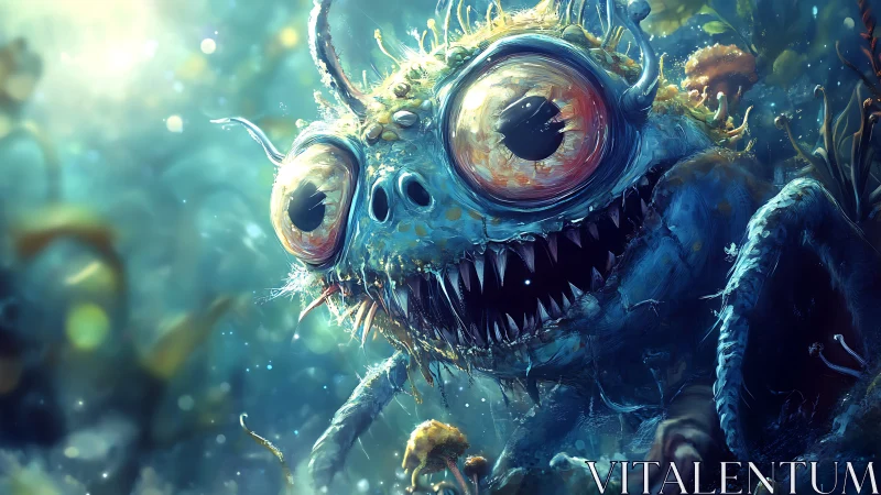 Bioluminescent deep sea monster rendered in cinematic detail