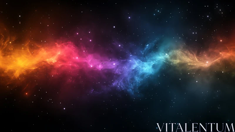 Colorful nebula ribbon stretching across starry space.