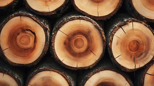 Concentric tree log cross‑sections with radial grain patterns.