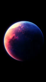 Terminator-lit exoplanet sphere with chromatic limb glow.