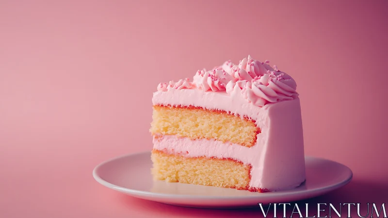 Layered Pink Frosted Cake Slice.
