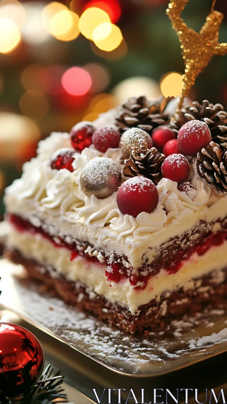 Velvet Confection Dreams: Chocolate Cake Crowned with Festive Glory