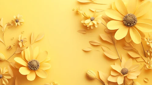 Golden Daisy Dreams: Luminous Blooms in Warm Harmony.