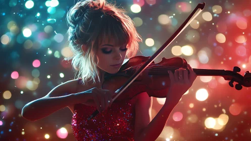 Shimmering violinist pours her heart into a glowing night
