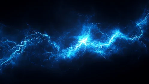 Electric plasma arc cuts diagonally through deep black void