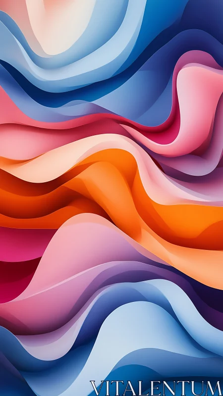 Layered abstract wave forms show smooth color gradients