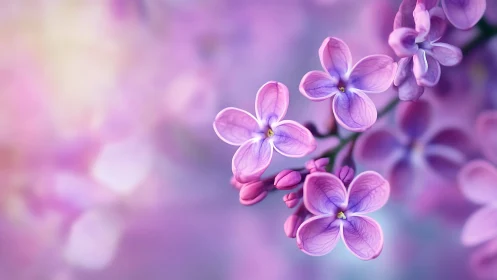 Purple Lilac Blossoms in Soft Focus Bloom.