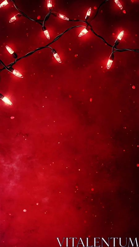 Red luminous string lights over diffuse festive backdrop.