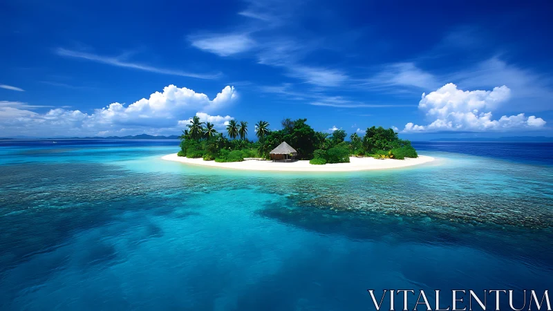 Tropical island surrounded by turquoise ocean waters.