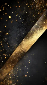 Diagonal black background with gold glitter ribbon design.
