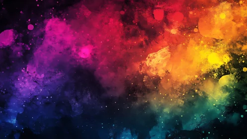 Dreamy nebula of rainbow color clouds in cosmic night.