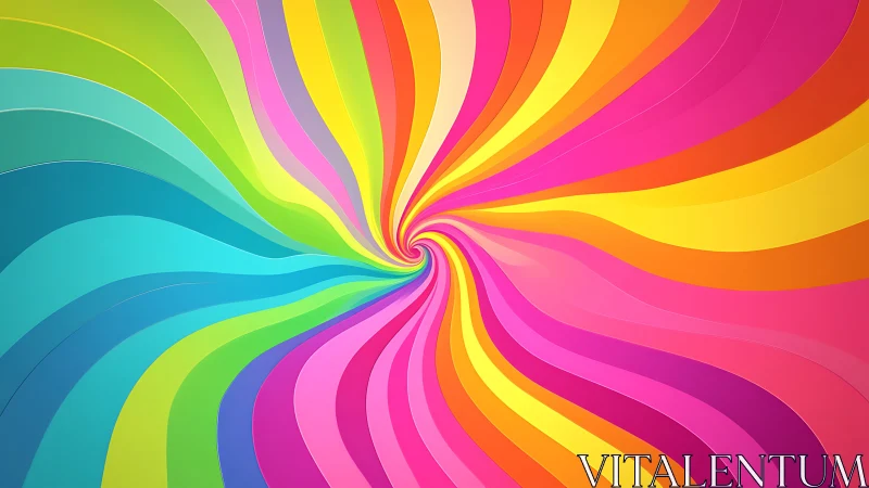 Radial multicolor spiral forms converge toward central point